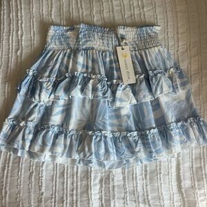 Ocean Drive Light Blue Floral Mini Skirt